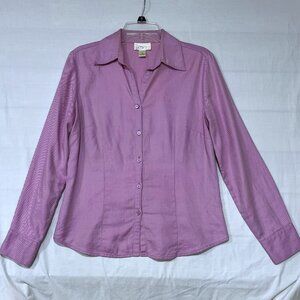 Ann Taylor Loft Shirt - Women Size 10 – Pink Striped Blouse